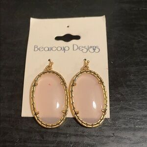 Gold and Pink Oval Earrings